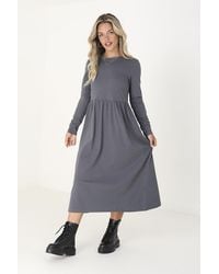 Brave Soul - Cotton 'Marge' Long Sleeve Midi Smock Dress - Lyst