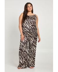 Boohoo - Plus Zebra Print Cami And Trouser Pyjama Set - Lyst