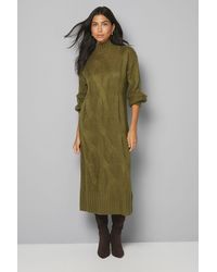 Wallis - Relaxed Chunky Cable Midi Knitted Dress - Lyst