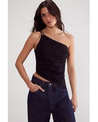 Nasty Gal - Cotton Twill Asym Neck Tailored Top - Lyst