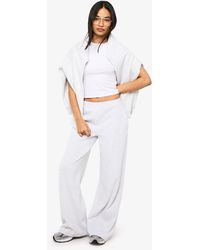 Boohoo - Rib Straight Leg Trouser With Henley Button Detail - Lyst