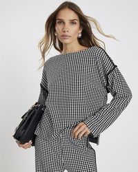 River Island - Sweatshirt Long Sleeve Dogtooth Print Viscose - Lyst