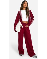 Boohoo - Stripe Detail Knitted Hoody And Waist Detail Flared Trouser - Lyst