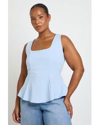 Boohoo - Plus Square Neck Peplum Top - Lyst