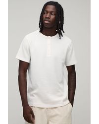 BoohooMAN - Slim Fit Waffle Henley T-Shirt - Lyst