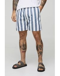 BoohooMAN - Wide Stripe Print Mid Length Swim Short - Lyst