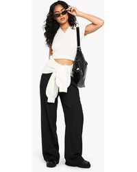Boohoo - Woven Marl Straight Leg Trouser - Lyst