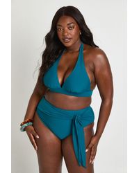 Boohoo - Plus Essentials Plunge Halterneck Bikini Top - Lyst