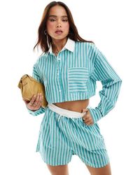 ASOS - Cropped Shirt With Contrast Collar - Lyst