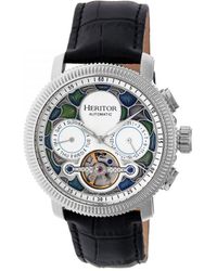 Heritor - Aura Semi-skeleton Leather-band Watch Stainless Steel - Lyst