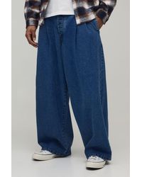BoohooMAN - Wide Leg Pleat Front Jeans - Lyst