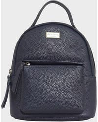 Assots London - 'betty' Navy Zip Top Mini Pebble Grain Leather Backpack - Lyst