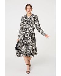 Izabel London - Animal Print Ruffled Midi Wrap Dress - Lyst