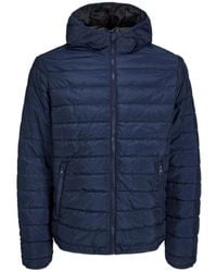 Jack & Jones - Hooded Puffer Jacket, Full Zip, Long Sleeve, Blazer Nylon - Lyst
