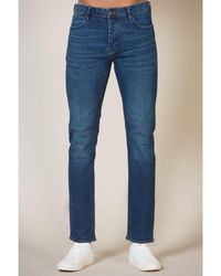 French Connection - Dark Blue Cotton Slim Fit Stretch Jeans - Lyst