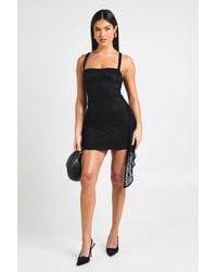 Boohoo - Lace Corset Detail Tie Waist Mini Dress - Lyst