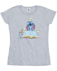 Disney - Ladies Lilo & Stitch Reading A Book Cotton T-Shirt (Sports) - Lyst