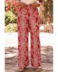 Azura Exchange - Paisley Printed Buttoned High Waist Straight Leg Pants - Lyst