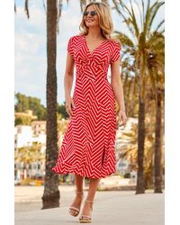 Sosandar - Geometric Stripe Print Twist Front Maxi Dress - Lyst