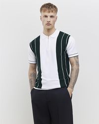 River Island - Polo Shirt Slim Fit Colour Block Stripe - Lyst