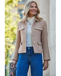 Sosandar - Camel Boucle Pocket Detail Jacket - Lyst