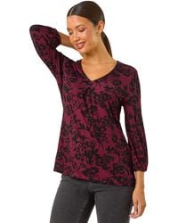 Roman - Floral Pleat Front Top - Lyst