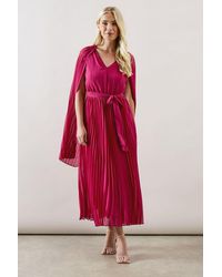 Wallis - Petite Occasion Pleated Cape Midi Dress - Lyst