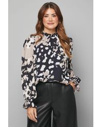 Wallis - Animal Floral Shirred Neck Blouse - Lyst