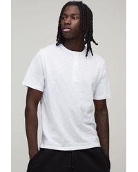 BoohooMAN - Slim Fit Slub Henley T-Shirt - Lyst