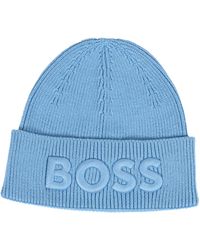 BOSS - Afox Beanie Hat Open Cotton - Lyst