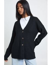 Boohoo - Rib Knit Boyfriend Cardigan - Lyst