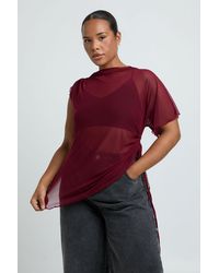 Boohoo - Plus Mesh Ruched One Sleeve Top - Lyst