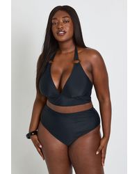 Boohoo - Plus Plunge Trim Detail Bikini Top & High Waist Set - Lyst
