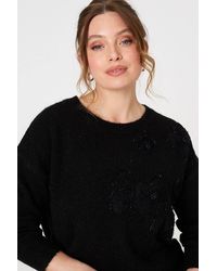Izabel London - Floral Embellished Relaxed Jumper - Lyst