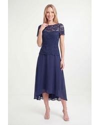 Wallis - Petite Lace Overlay Midi Dress - Lyst