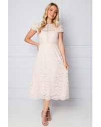 Wallis - Lace Fit And Flare Midi Dress - Lyst