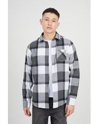 Brave Soul - Check Cotton Flannel Long Sleeve Shirt - Lyst
