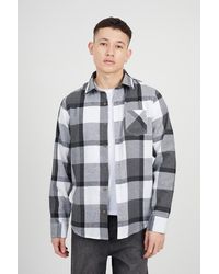 Brave Soul - Check Cotton Flannel Long Sleeve Shirt - Lyst