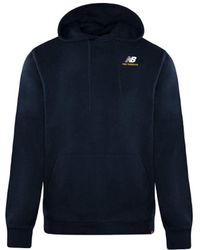 New Balance - Long Sleeve Pullover Embroidered Hoodie Mt11550 Ecl Cotton - Lyst