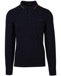 Fred Perry - Men's M3636 Twin Tipped Long Sleeve Polo Shirt In Navy - Lyst
