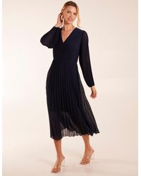 Blue Vanilla - Wrap Front Pleated Midi Dress - Lyst