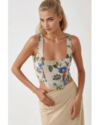 Hiccup - Square Collar Flower Print Crop Top - Lyst