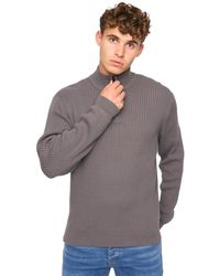 Crosshatch - Havaline Knitted Quarter Zip Pullover (Charcoal) Cotton - Lyst