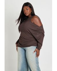 Boohoo - Plus 2-1 Layered Asymmetric Long Sleeve Top - Lyst