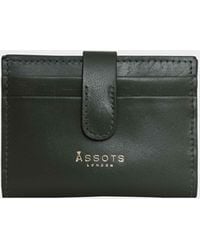 Assots London - 'grove' Forest Green Khaki Smooth Rfid Tab-over Leather Credit Card Holder - Lyst