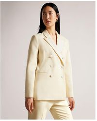 Ted Baker - Dianai Relaxed Double Breasted Mixed Fabric Blazer - Lyst