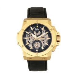 Reign - Commodus Automatik-Skelett-Lederarmbanduhr - Lyst