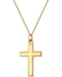 The Jewellery Stockroom - Rolled Beaded Edge Cross Pendant Necklace Plated - Lyst