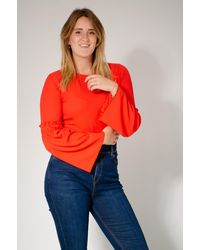 Secret Label - Ribbed Trumpet Sleeve Top - Lyst