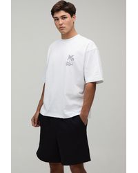 BoohooMAN - High Low Palm Embroidered Oversized T-Shirt And Short Set - Lyst